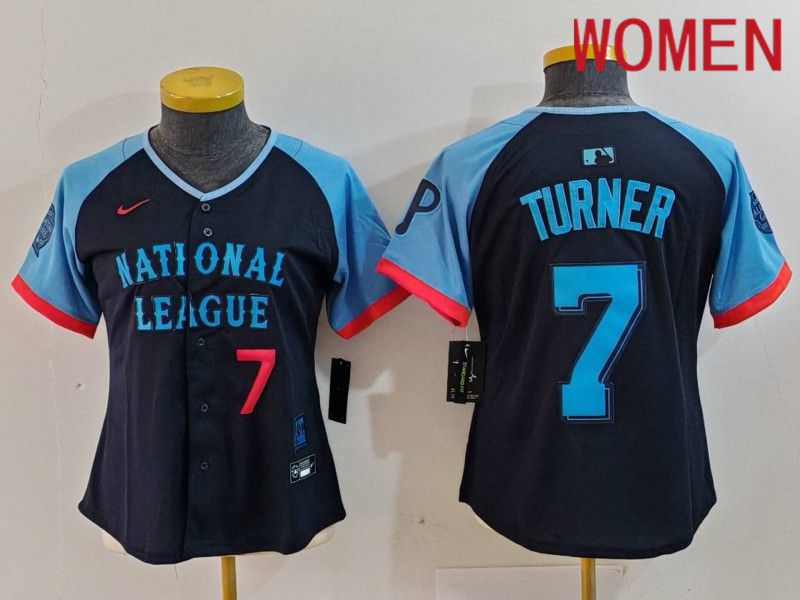 Women Philadelphia Phillies #7 Turner Blue All star 2024 Nike MLB Jersey style 3->women mlb jersey->Women Jersey